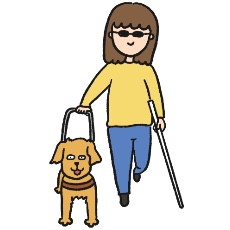 盲導犬と歩く女性のイラスト