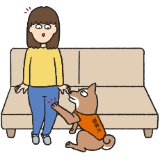 柴犬が聴覚障害者に音を伝えるイラスト